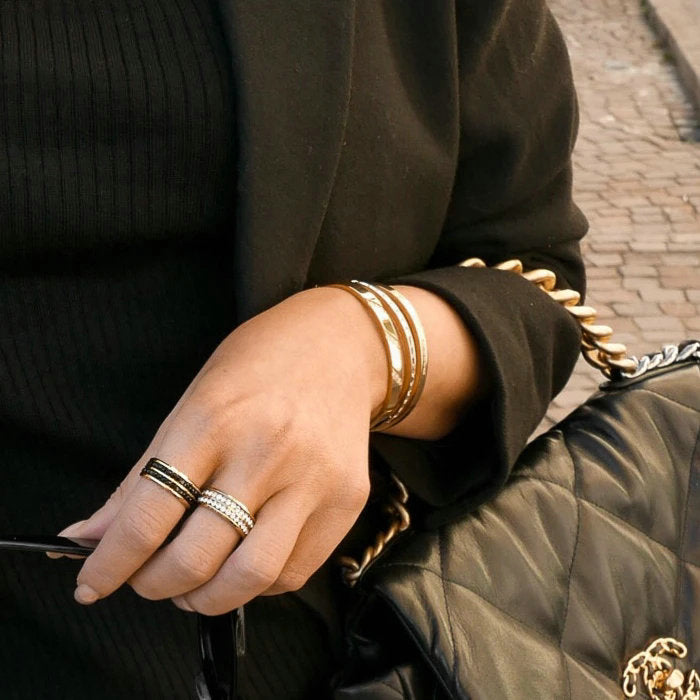 Serenity Double Band Stone Ring Unbranded