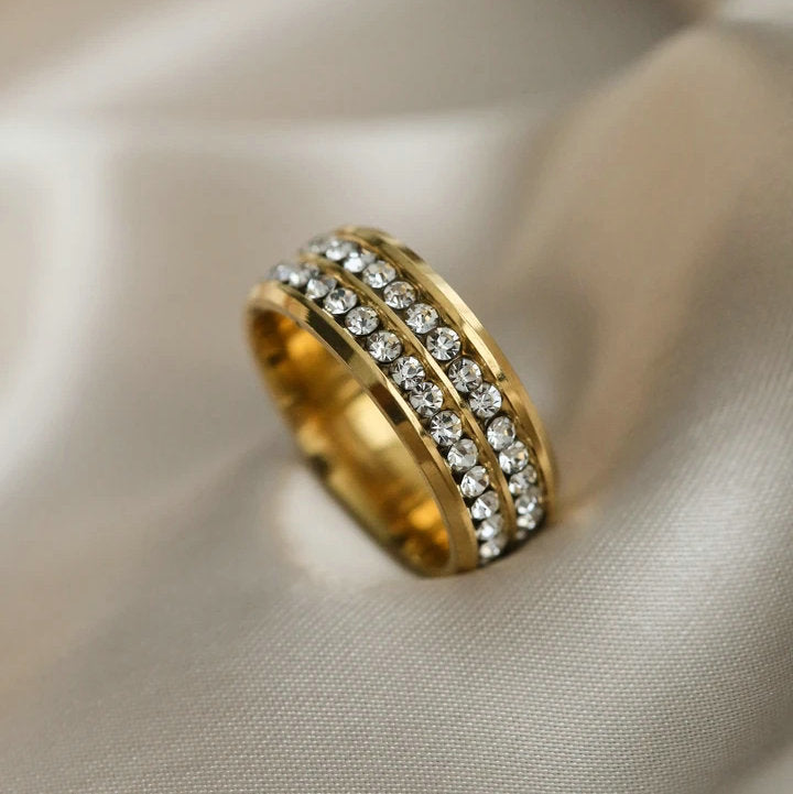 Serenity Double Band Stone Ring Unbranded