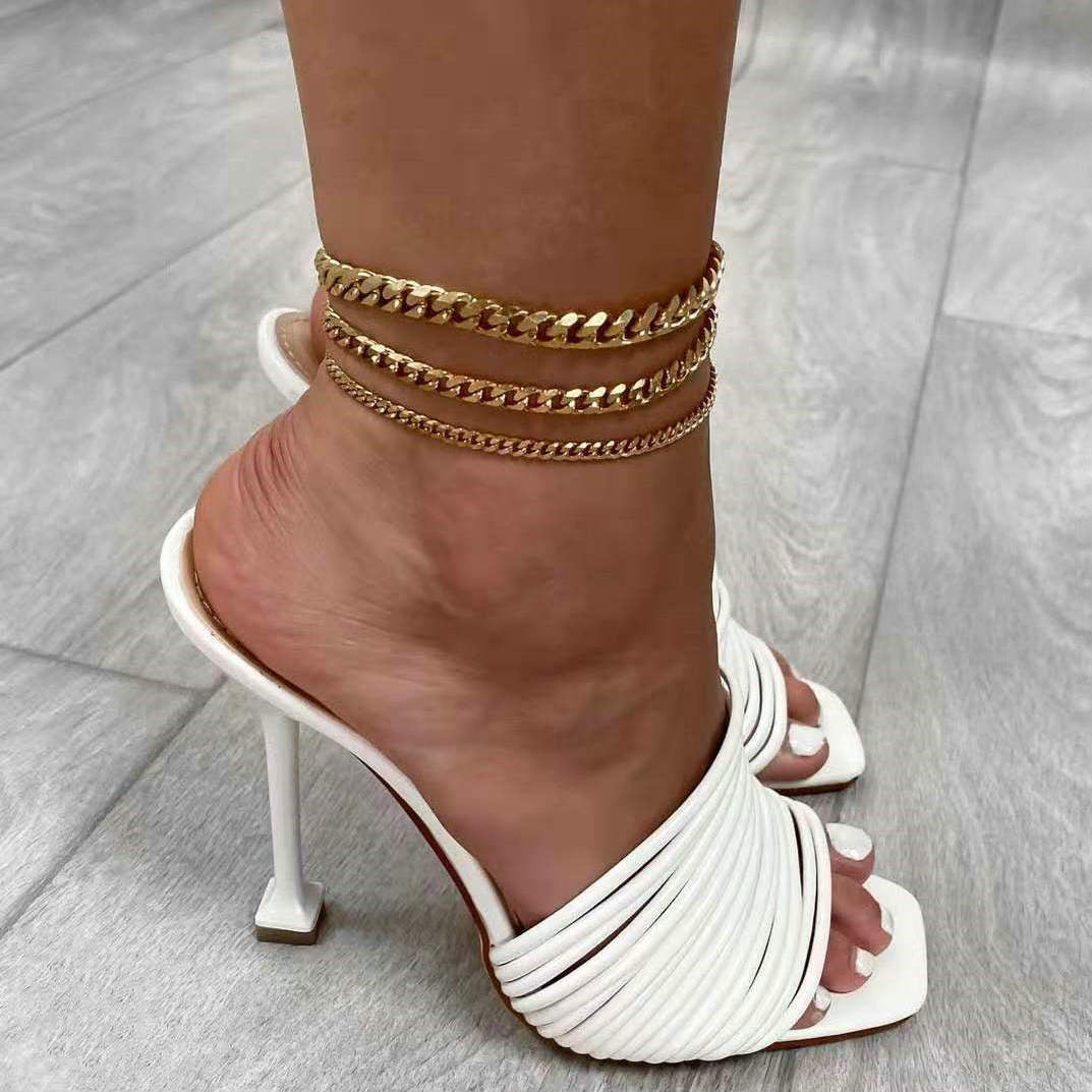 Gold Cuban Chain Anklet 0.6mm Stainless Steel Non Tarnish UrbanFunkUK