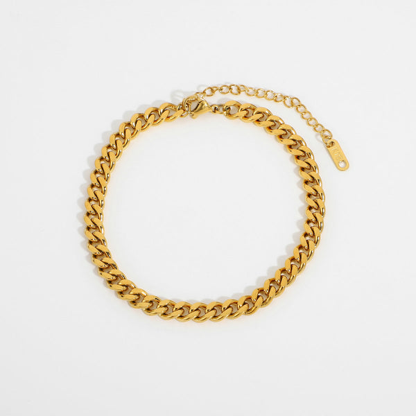 Gold Cuban Chain Anklet 0.6mm Stainless Steel Non Tarnish UrbanFunkUK
