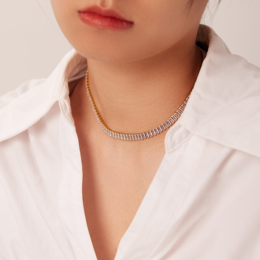 Ayaana Cubic Zirconium Necklace, Bracelet, Earrings Set Stainless Steel Non Tarnish Unbranded