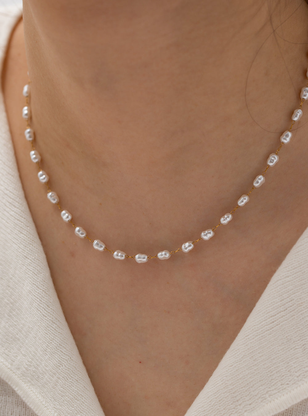 Alana Pearl Gold Necklace Stainless Steel Non Tarnish Unbranded
