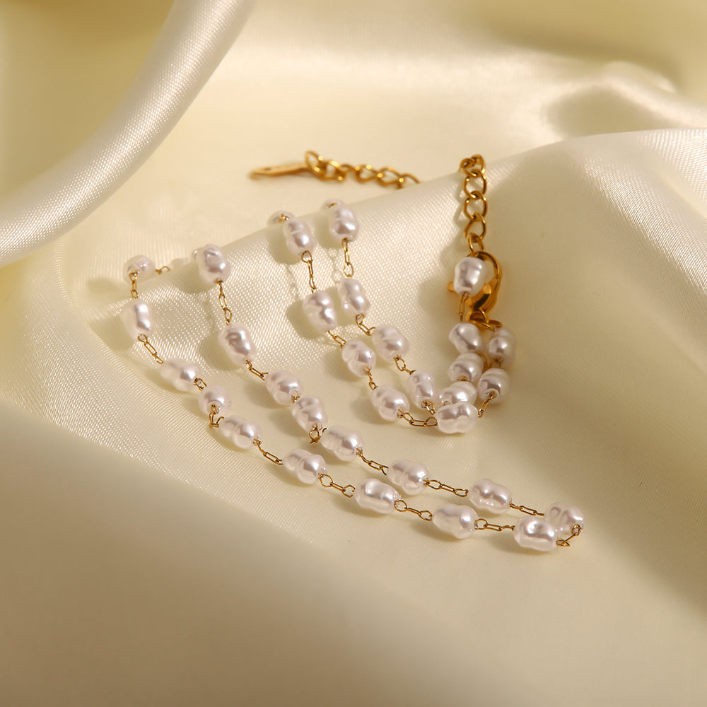 Alana Pearl Gold Necklace Stainless Steel Non Tarnish Unbranded
