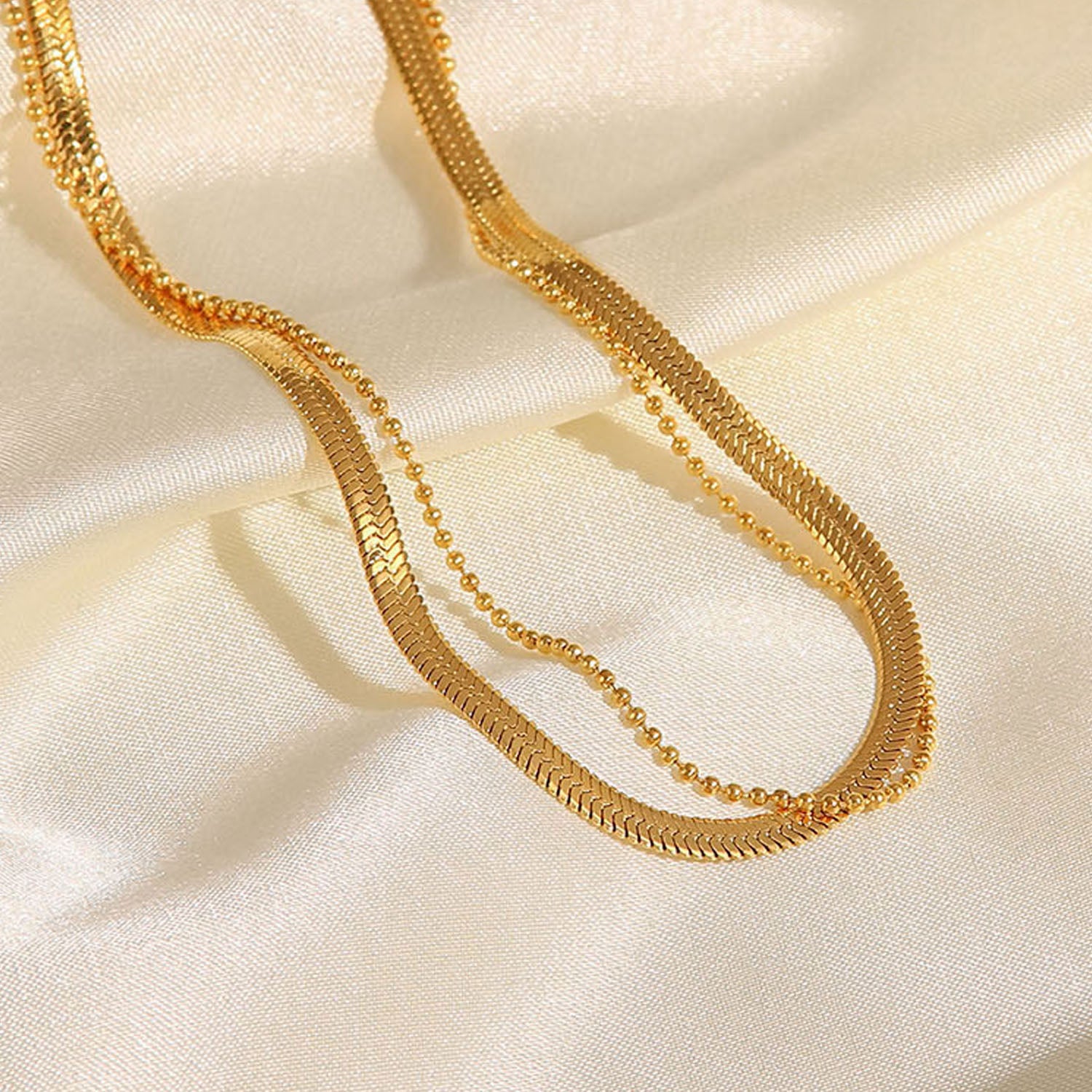 Snake Chain Double Strand Anklet Stainless Steel Non Tarnish UrbanFunkUK