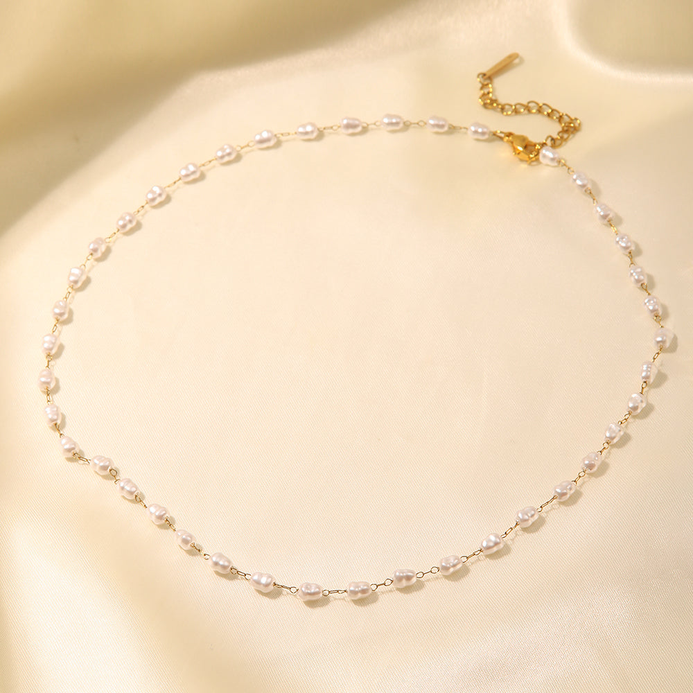 Alana Pearl Gold Necklace Stainless Steel Non Tarnish Unbranded