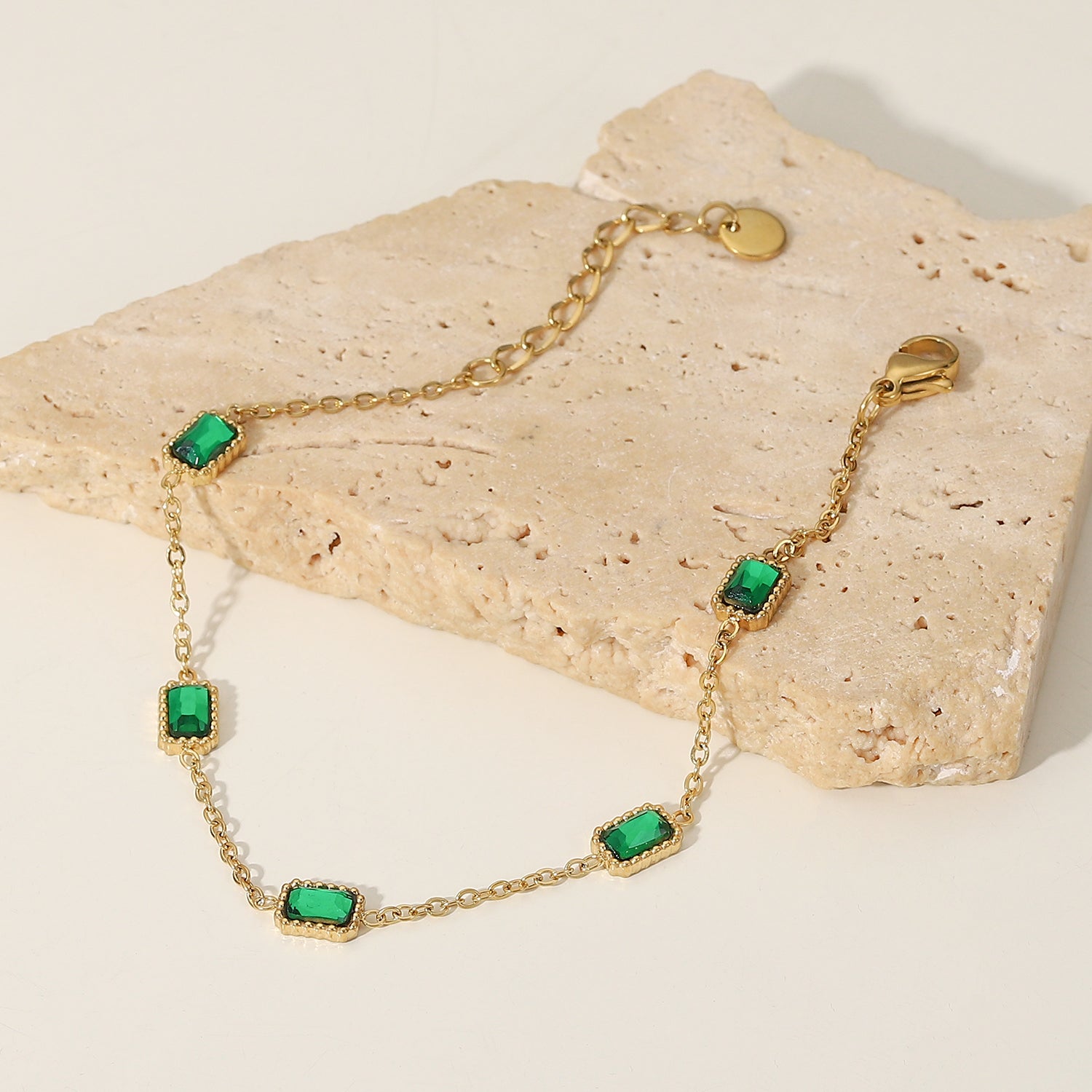 Charelle Emerald Zirconia Necklace & Bracelet Set Stainless Steel Unbranded