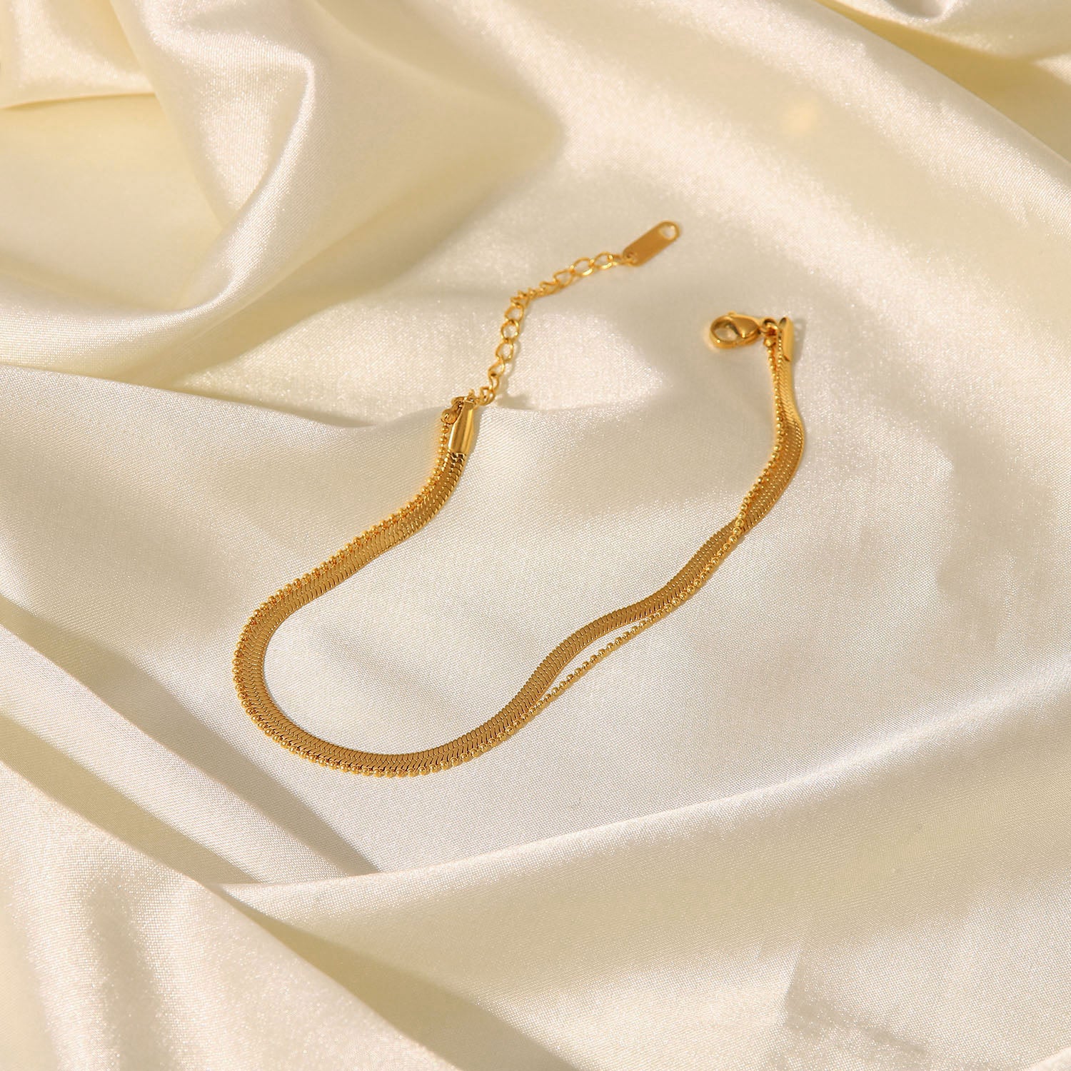 Snake Chain Double Strand Anklet Stainless Steel Non Tarnish UrbanFunkUK
