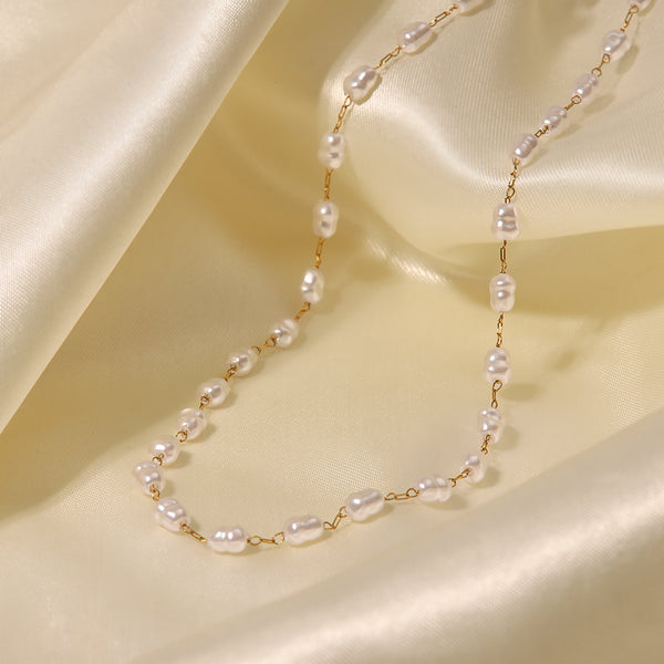 Alana Pearl Gold Necklace Stainless Steel Non Tarnish Unbranded