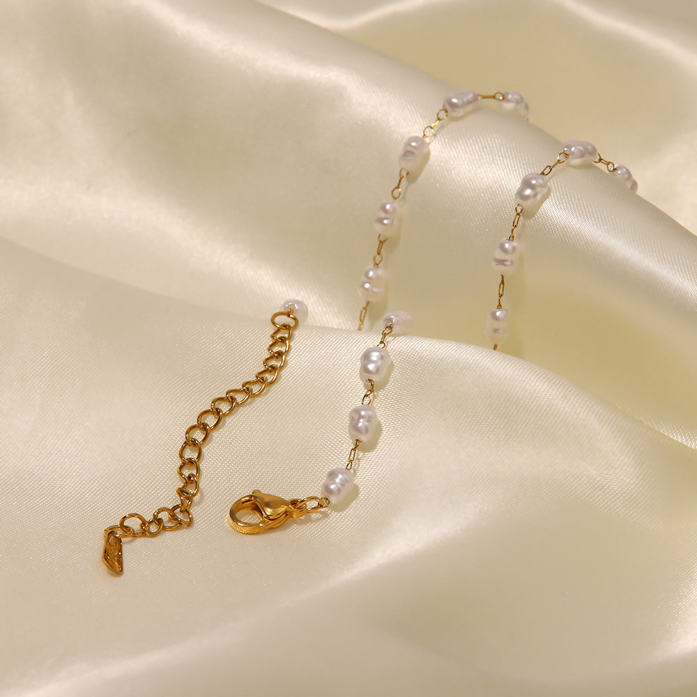 Alana Pearl Gold Necklace Stainless Steel Non Tarnish Unbranded