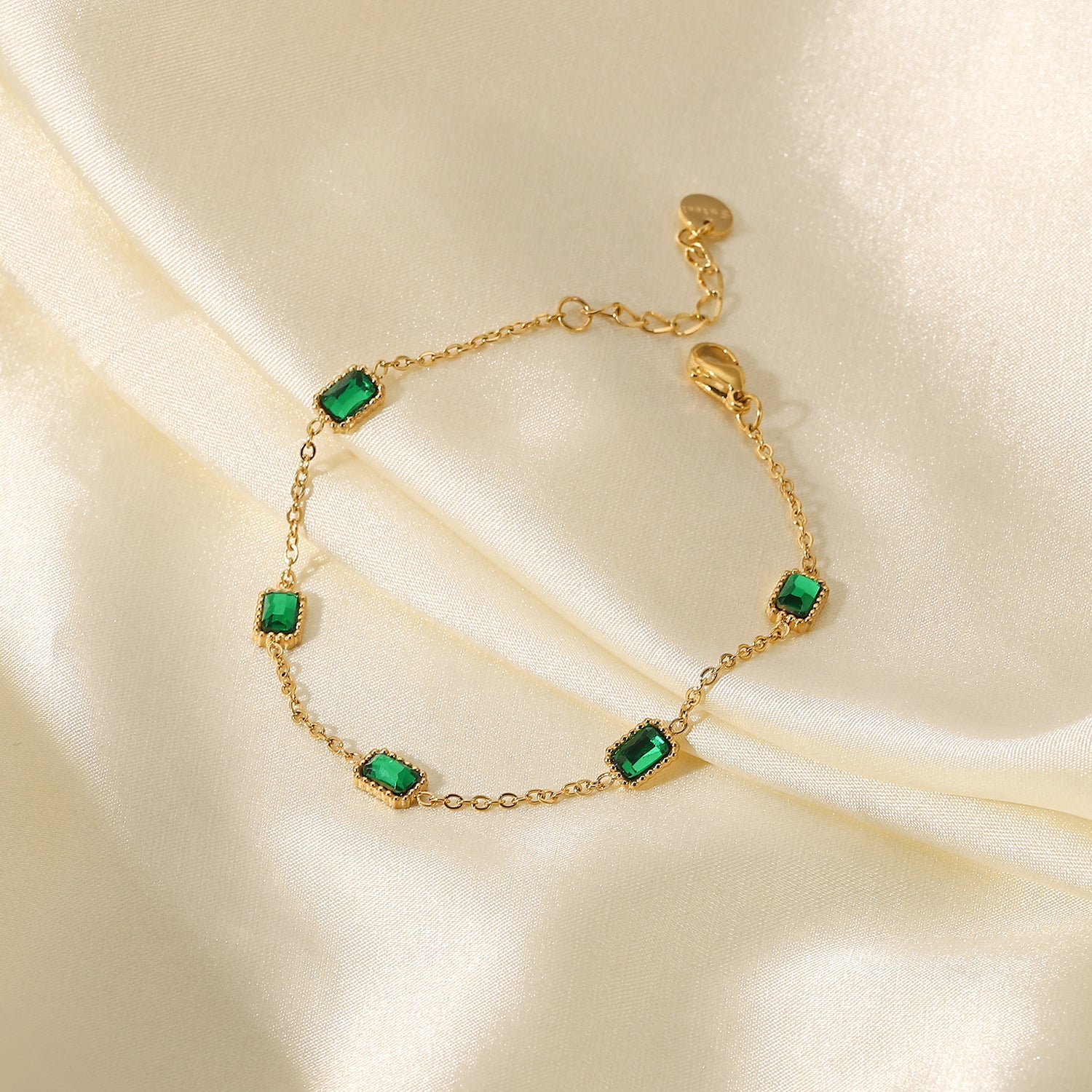 Charelle Emerald Zirconia Necklace & Bracelet Set Stainless Steel Unbranded