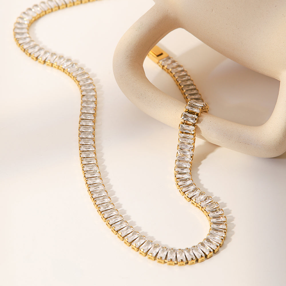 Ayaana Cubic Zirconium Necklace, Bracelet, Earrings Set Stainless Steel Non Tarnish Unbranded