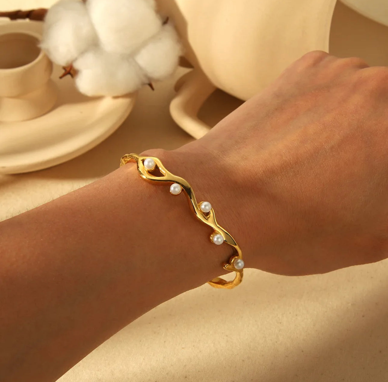 Pearla Cuff Bangle Stainless Steel Non Tarnish Unbranded