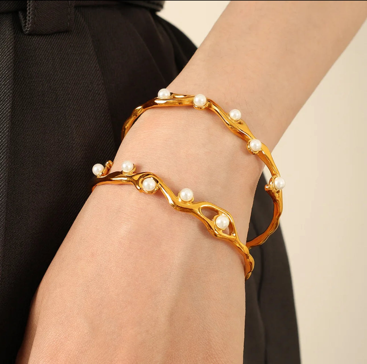 Pearla Cuff Bangle Stainless Steel Non Tarnish Unbranded