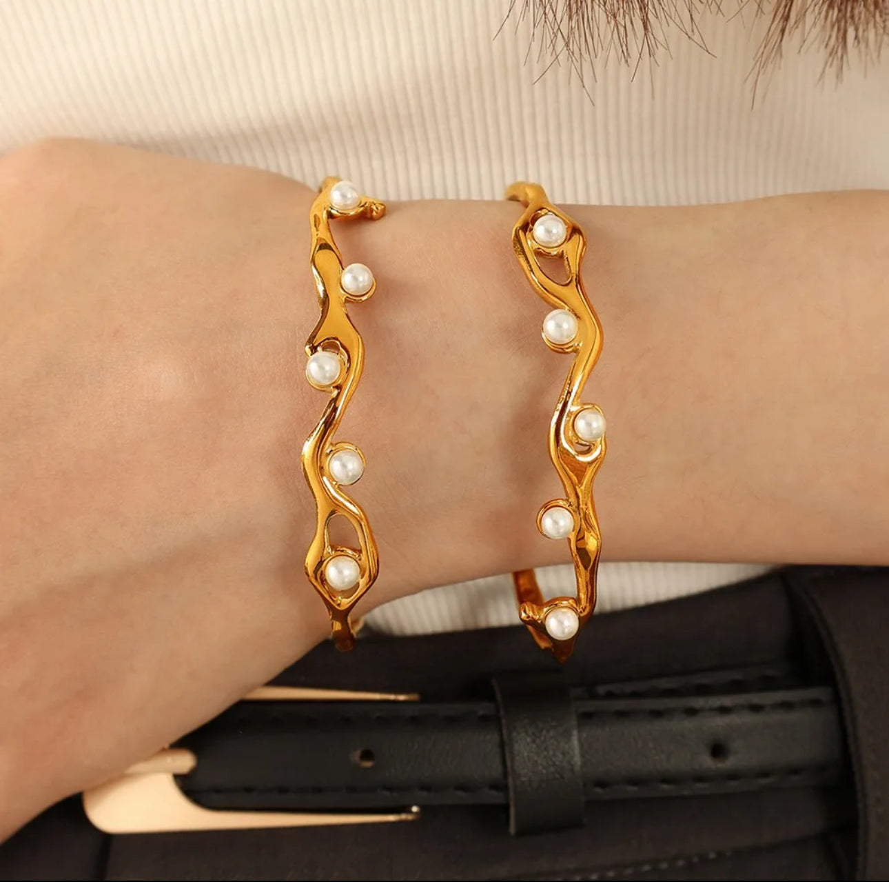 Pearla Cuff Bangle Stainless Steel Non Tarnish Unbranded