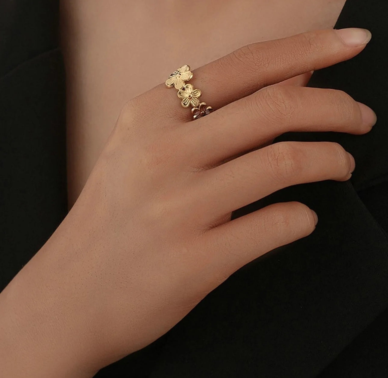 Bloom Adjustable Ring Gold Stainless Steel Non Tarnish Unbranded