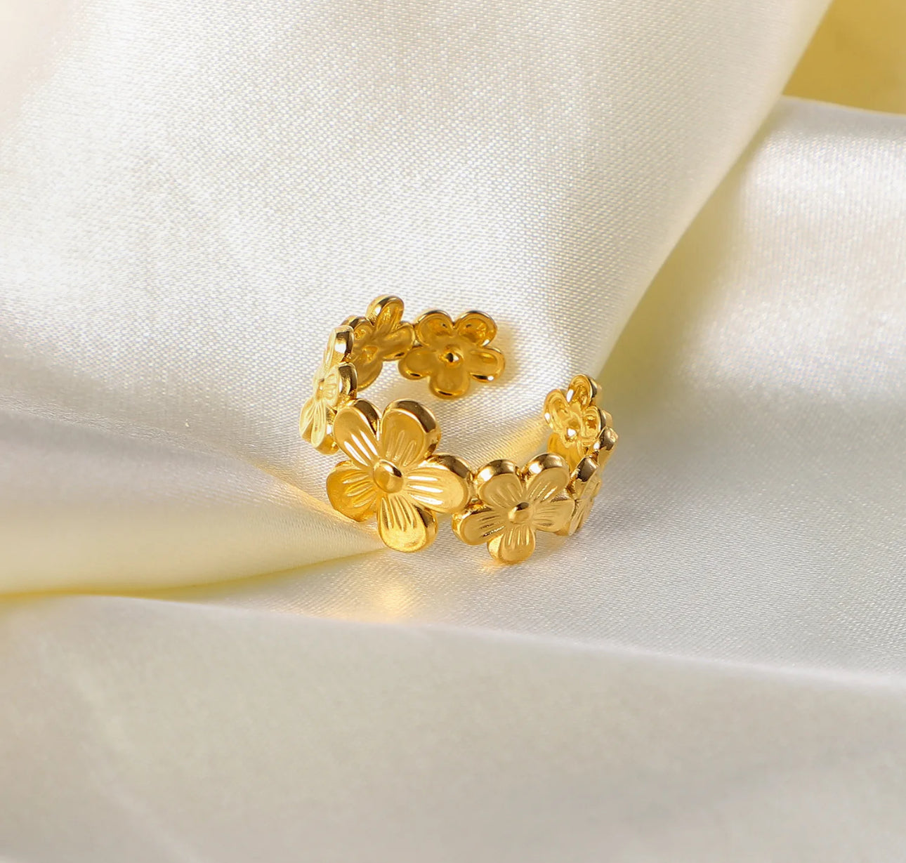 Bloom Adjustable Ring Gold Stainless Steel Non Tarnish Unbranded