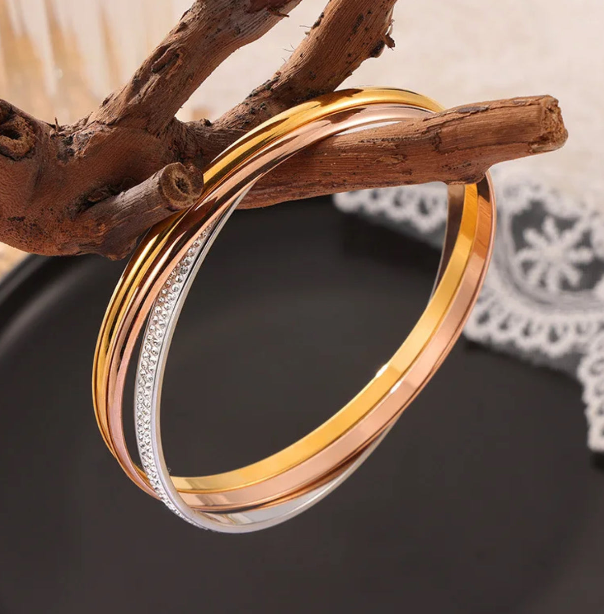 Nesrine Triple Bangles Stainless Steel Non Tarnish Unbranded