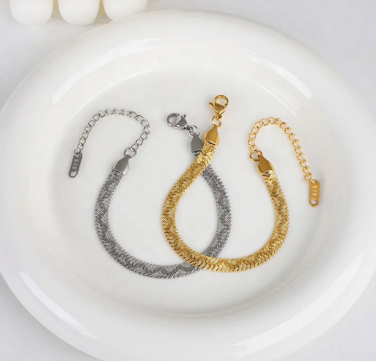 Wave Snake Chain Bracelet Stainless Steel Gold & Silver Non Tarnish Unbranded