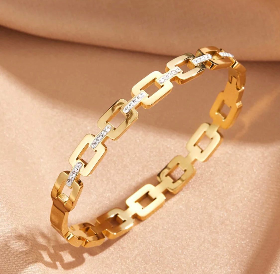 Mia Zirconium Gold Bangle Stainless Steel Non Tarnish Unbranded