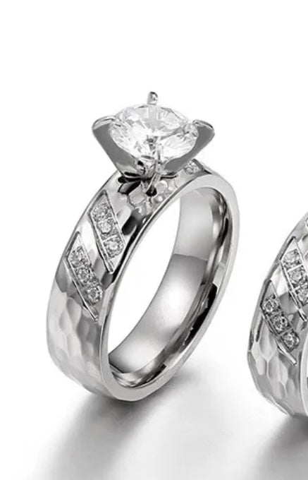 Anastasia Cubic Zirconium Stone Ring Stainless Steel Non Tarnish Unbranded