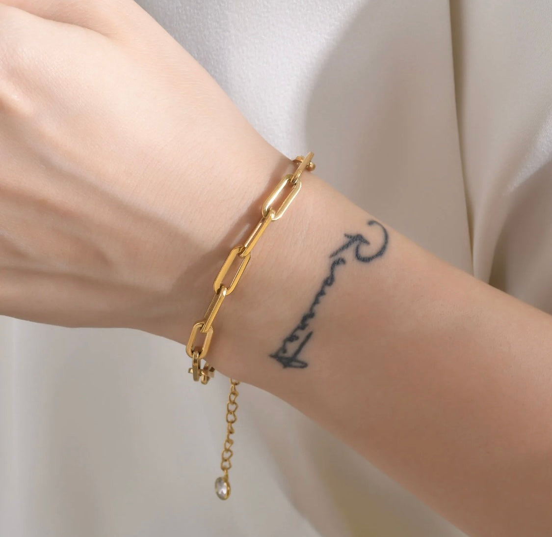 Paperclip Chain Gold Bracelet Stainless Steel Non Tarnish Unbranded