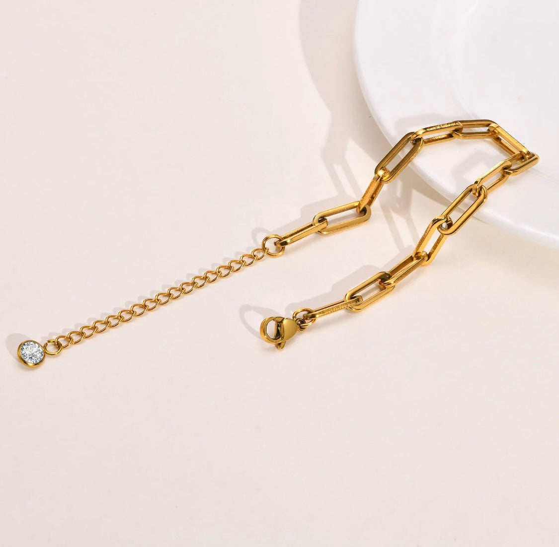 Paperclip Chain Gold Bracelet Stainless Steel Non Tarnish Unbranded
