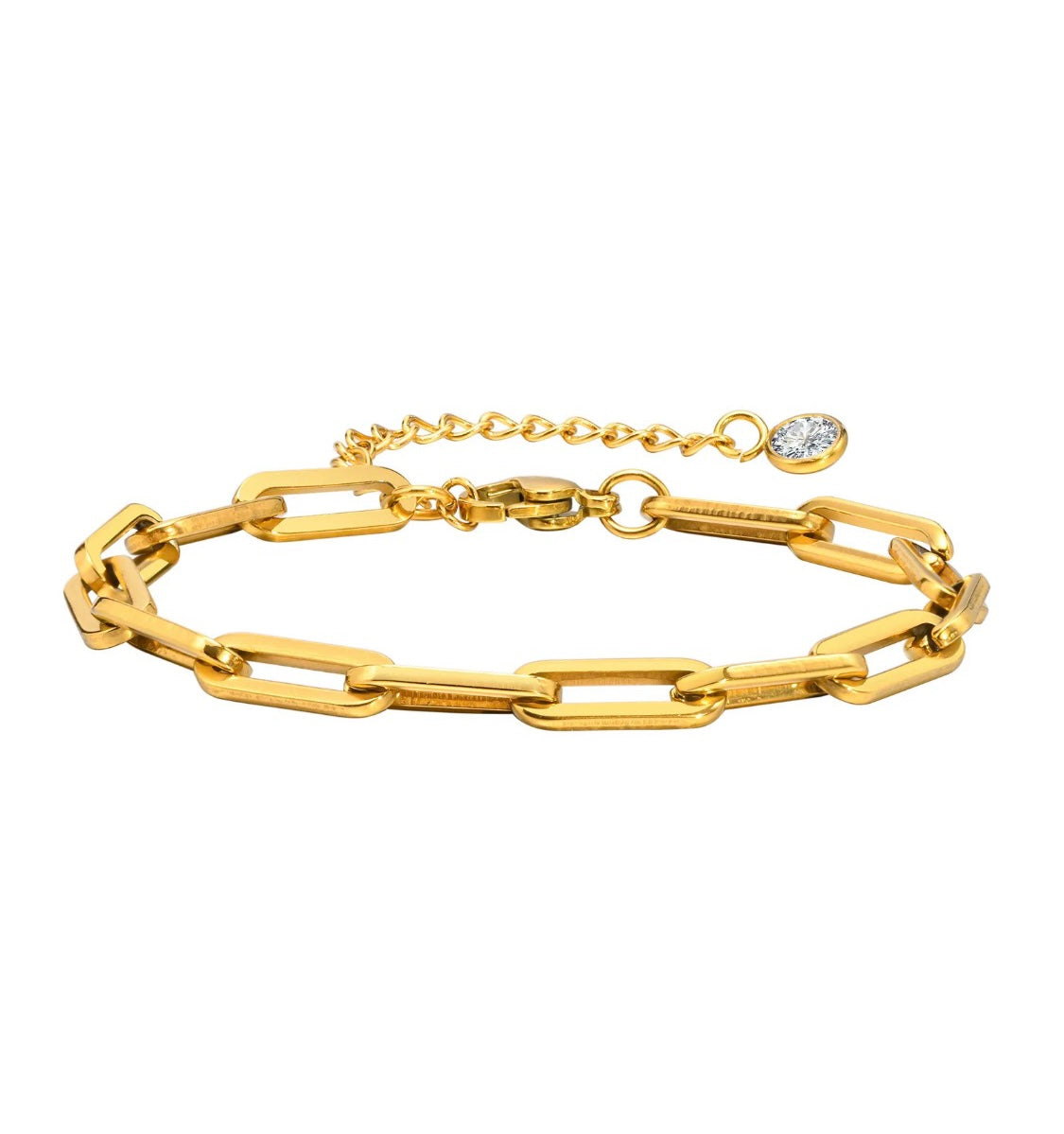 Paperclip Chain Gold Bracelet Stainless Steel Non Tarnish Unbranded