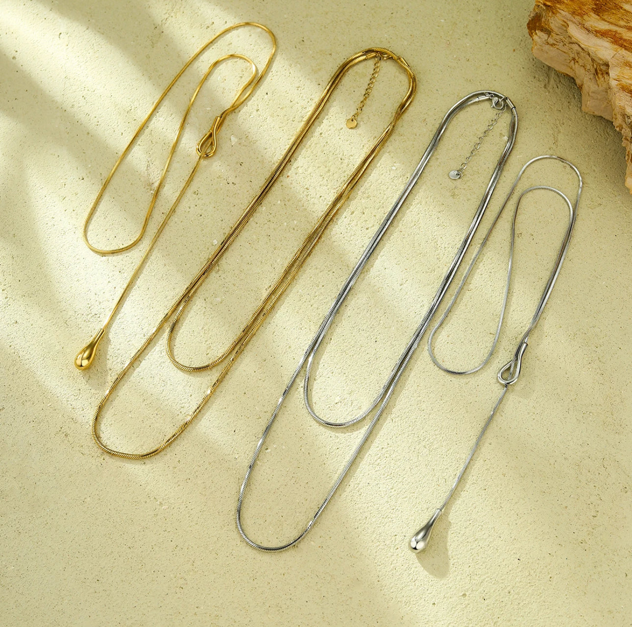 Long Rounded Snake Chain Necklace Stainless Steel Non Tarnish Unbranded