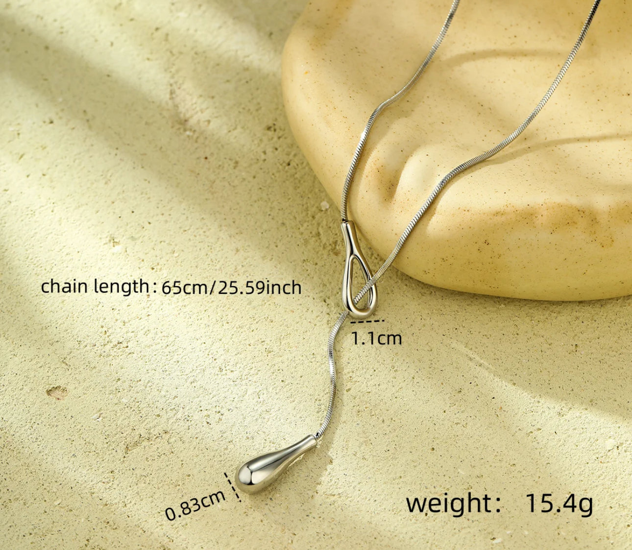 Long Drop Necklace Stainless Steel Non Tarnish Unbranded