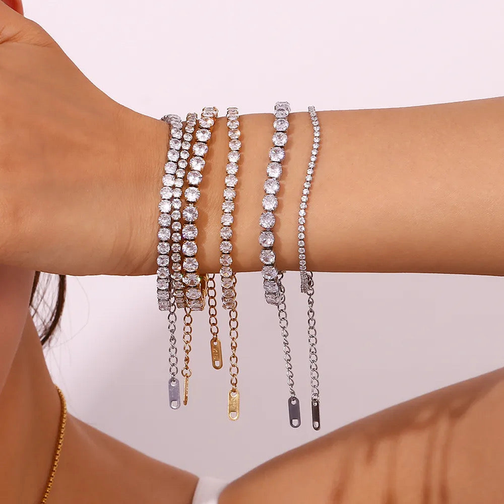 Kayla Tennis Bracelets Silver & Gold Stainless Steel Non Tarnish Unbranded