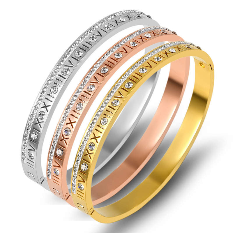 Roman Numeral Stone Bangle Stainless Steel Non Tarnish Unbranded