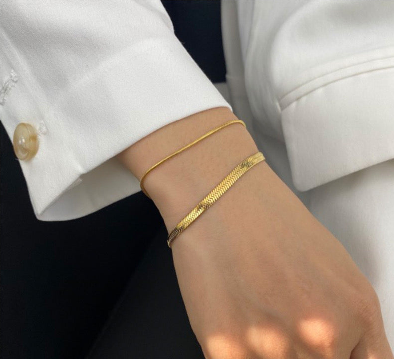 Snake Chain Bracelet Stainless Steel Gold & Silver Unbranded