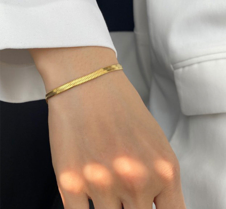 Snake Chain Bracelet Stainless Steel Gold & Silver Unbranded