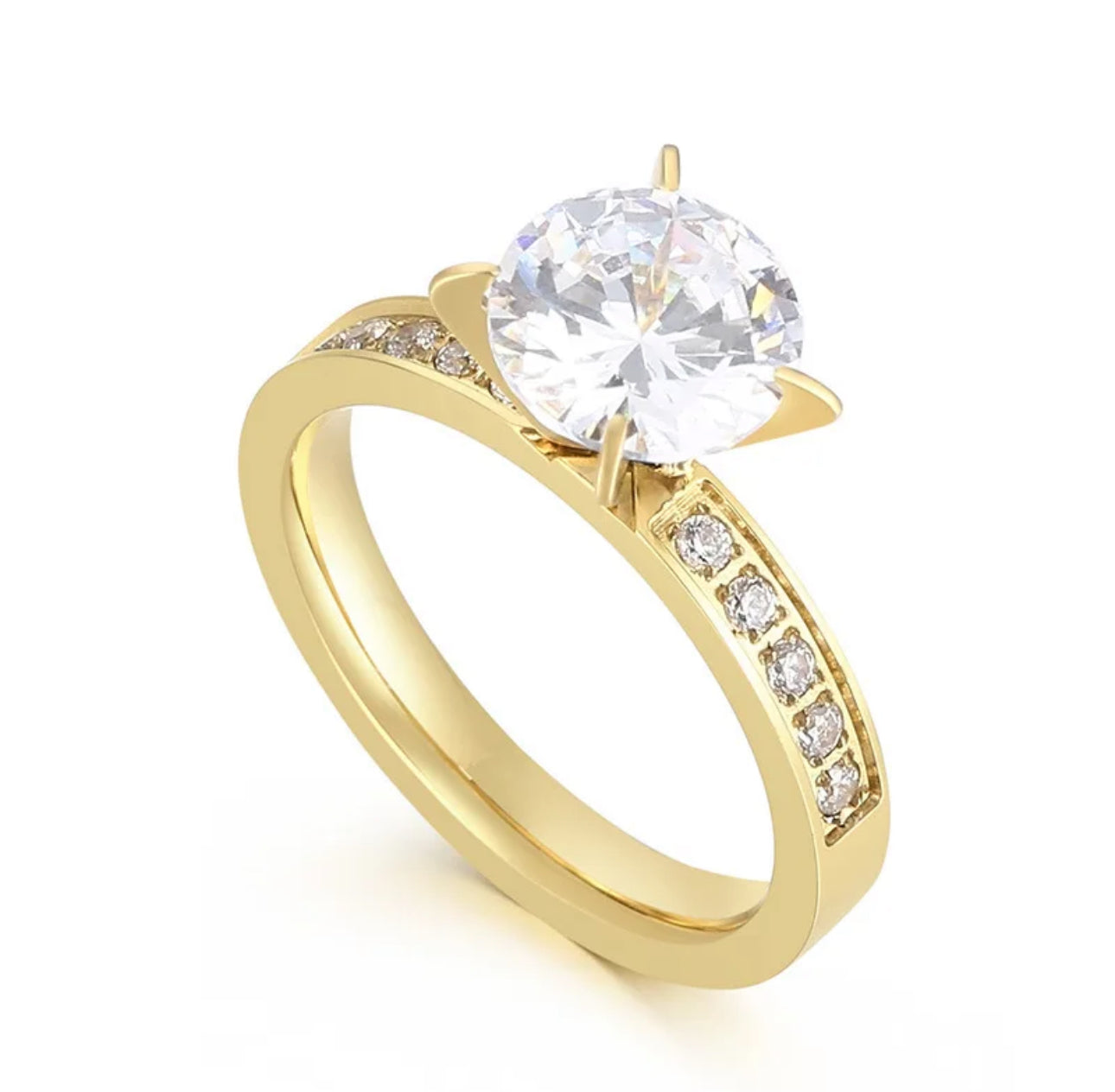 Savannah Cubic Zirconium Stone Ring Stainless Steel Non Tarnish Unbranded