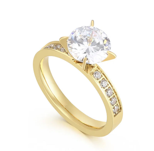 Savannah Cubic Zirconium Stone Ring Stainless Steel Non Tarnish Unbranded