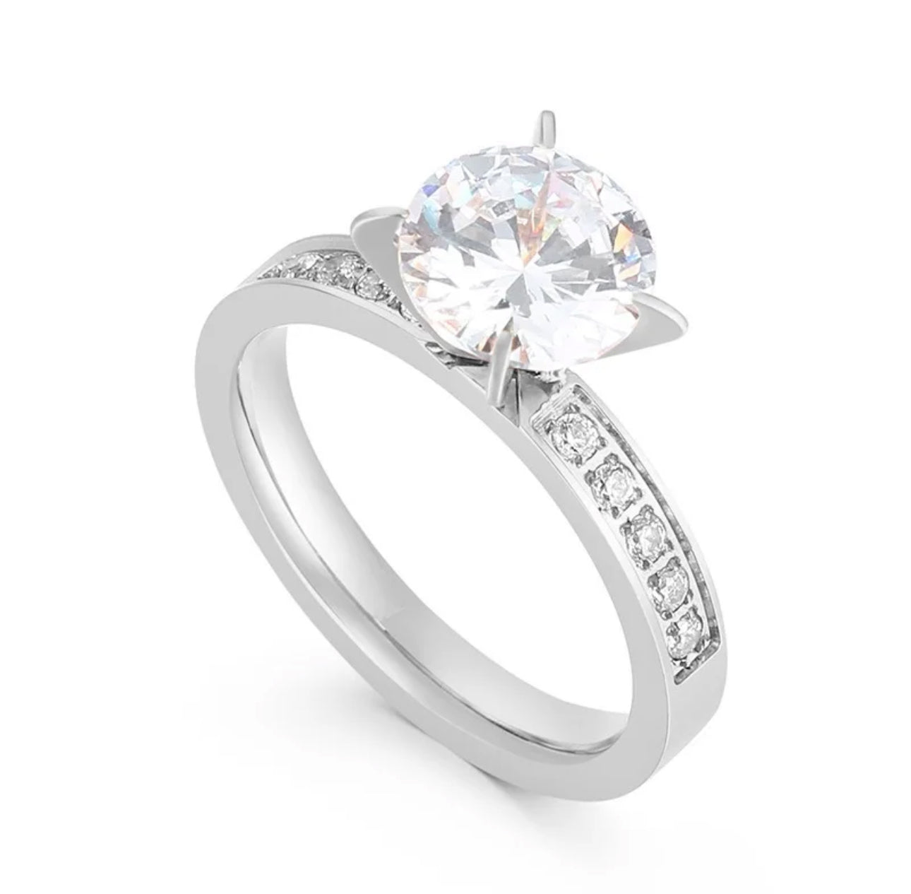Savannah Cubic Zirconium Stone Ring Stainless Steel Non Tarnish Unbranded