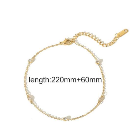 Alaina Stone Anklet Stainless Steel Non Tarnish Unbranded