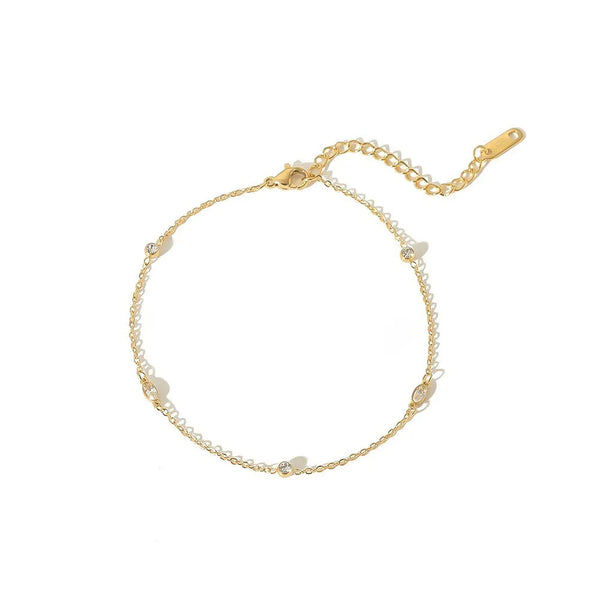 Alaina Stone Anklet Stainless Steel Non Tarnish Unbranded