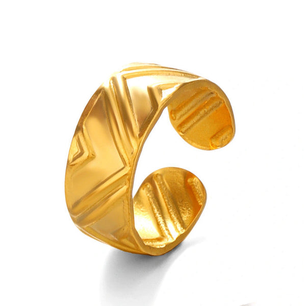 Aztec Adjustable Ring Gold Stainless Steel Non Tarnish Unbranded