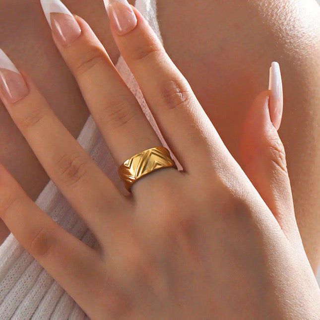 Aztec Adjustable Ring Gold Stainless Steel Non Tarnish Unbranded