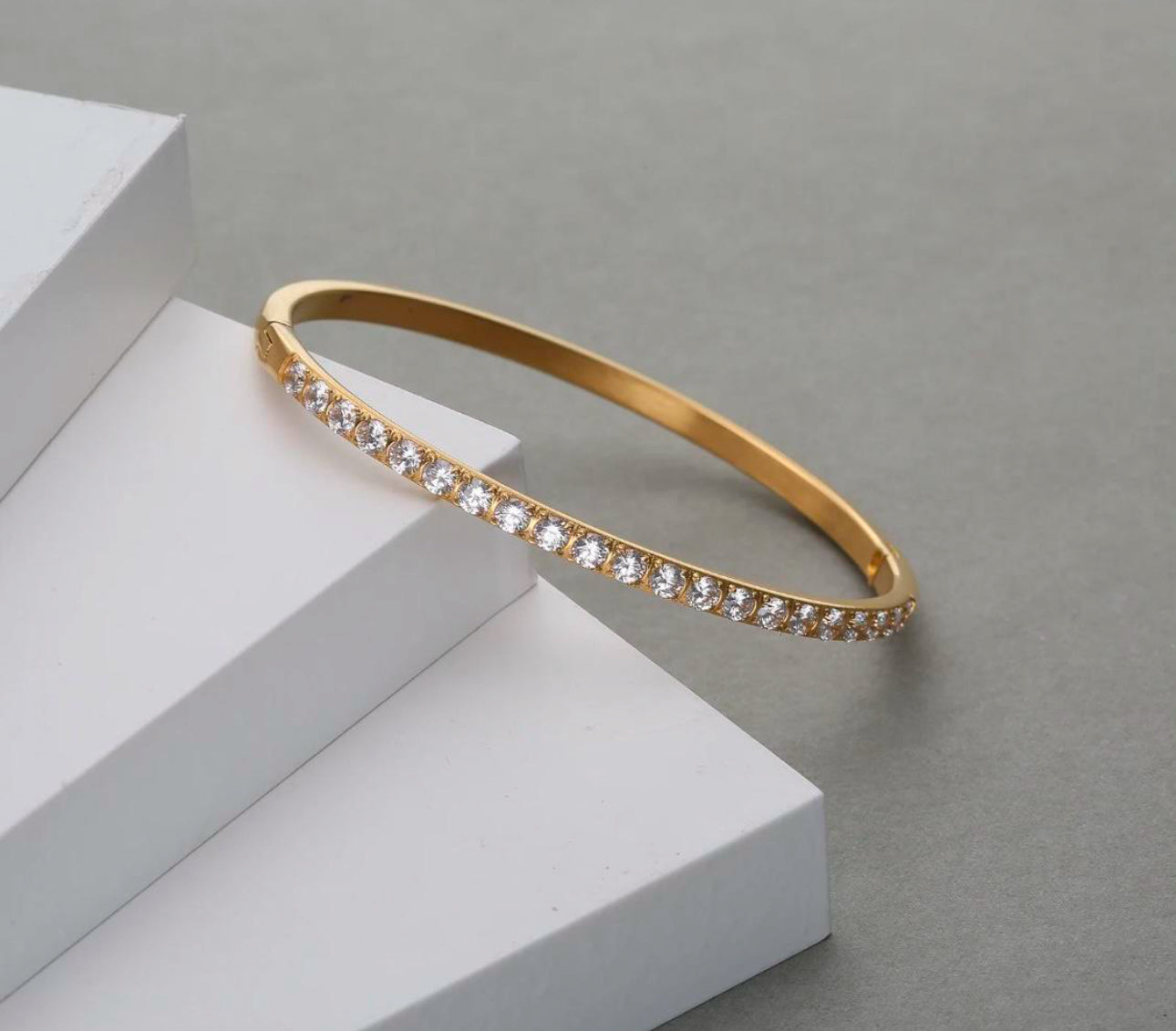 Neriyah Cubic Zirconium Bangle Stainless Steel Non Tarnish Unbranded
