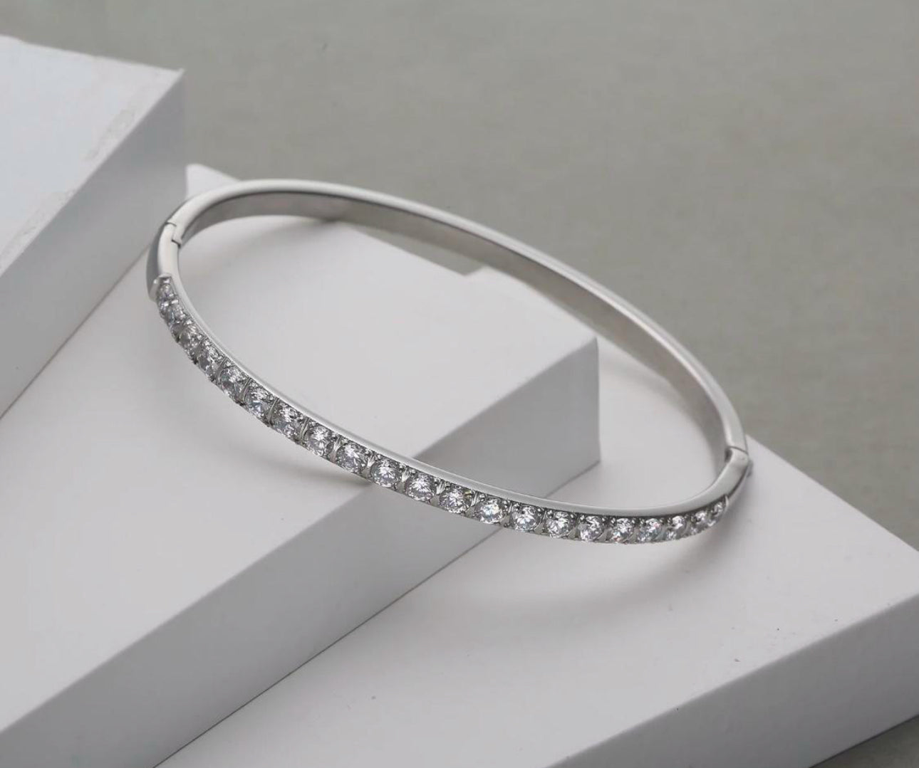 Neriyah Cubic Zirconium Bangle Stainless Steel Non Tarnish Unbranded