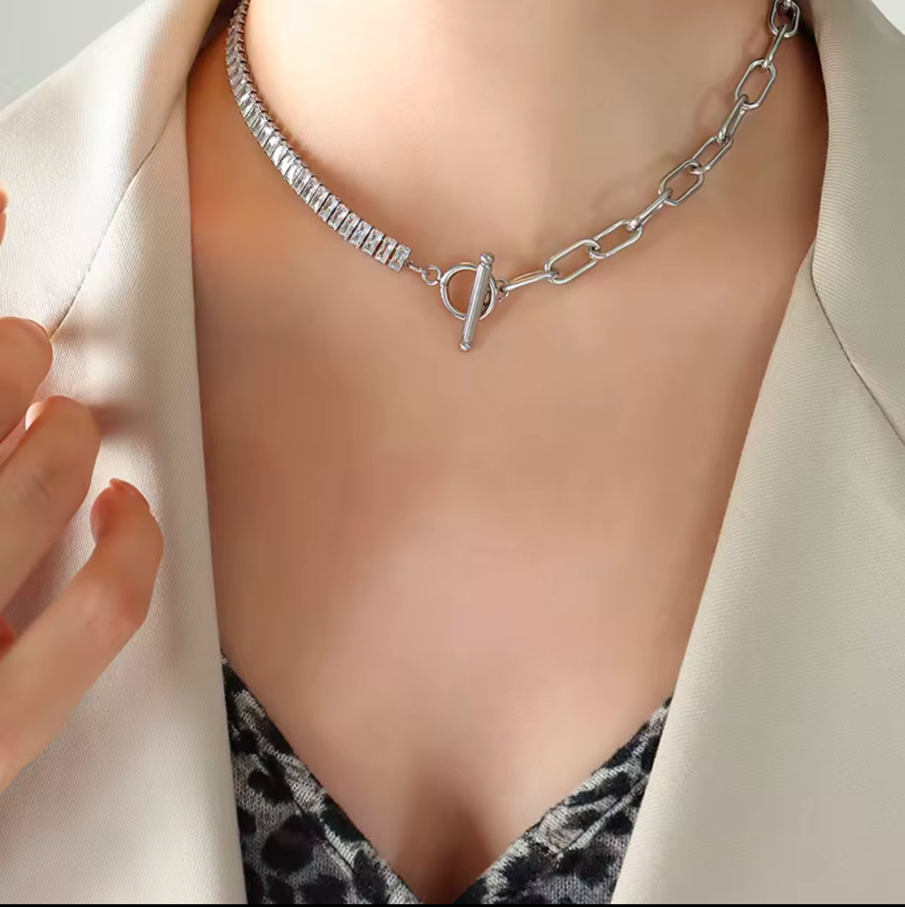 Clarissa T-Bar Stone Necklace