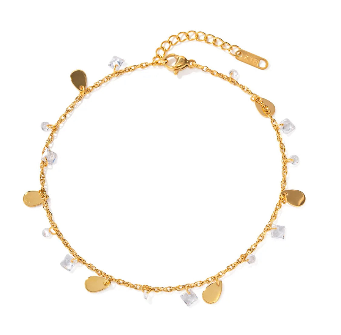 Sparkle Charm Anklet Stainless Steel Non Tarnish Unbranded