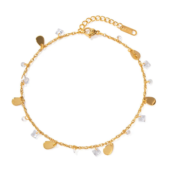 Sparkle Charm Anklet Stainless Steel Non Tarnish Unbranded