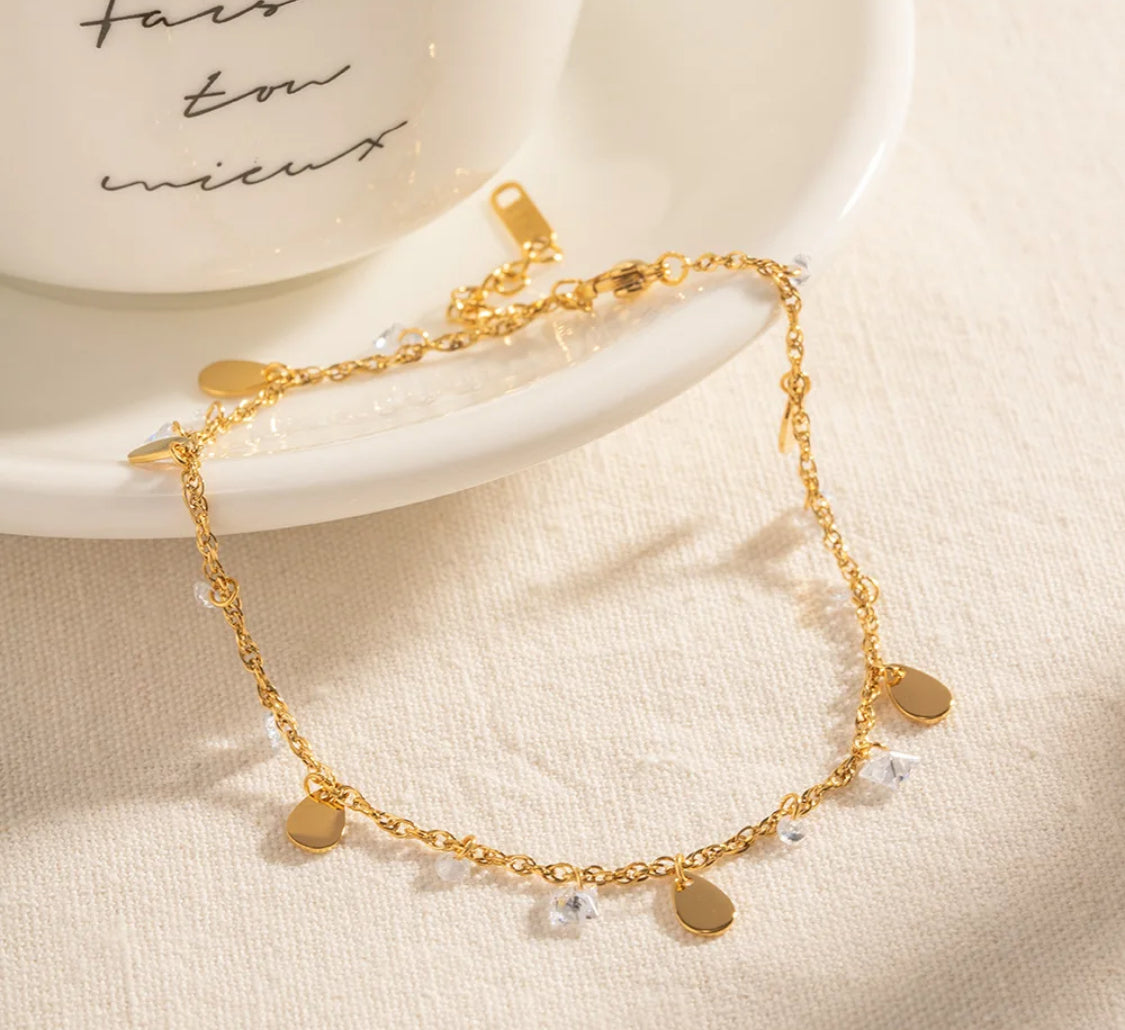 Sparkle Charm Anklet Stainless Steel Non Tarnish Unbranded