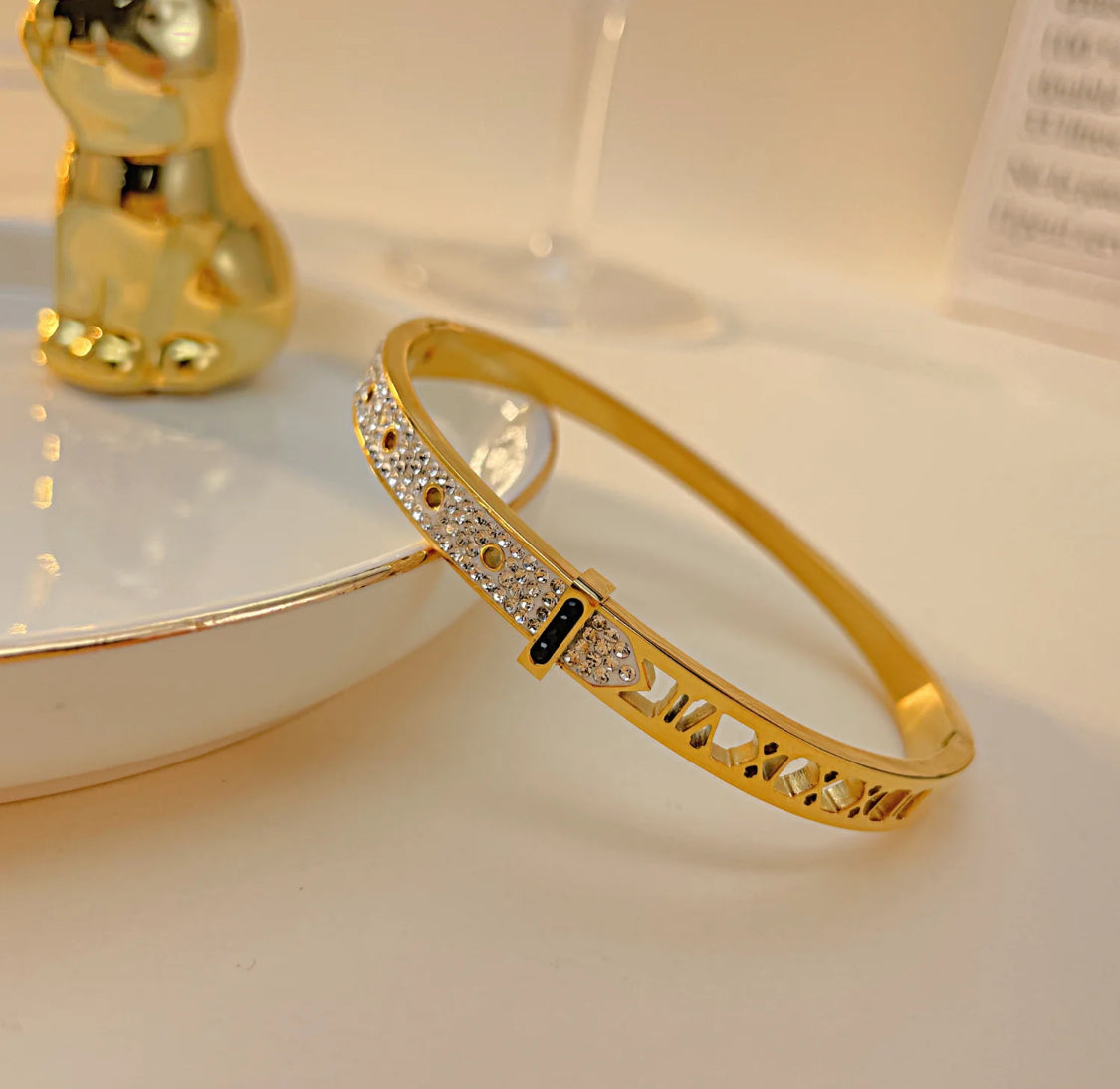 Roman Numeral Stone Bangle Stainless Steel Non Tarnish (Copy) Unbranded
