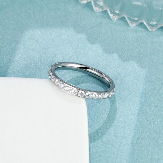Eternity Band Ring Stainless Steel Non Tarnish Unbranded