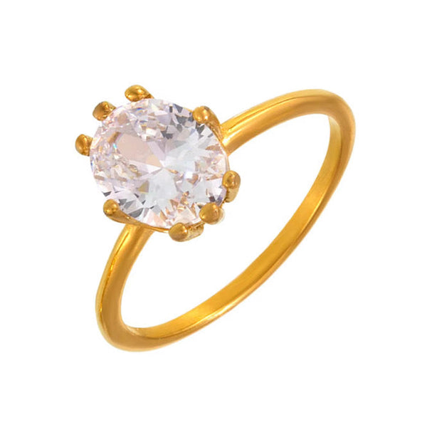 Oval Solitaire Stone Ring Non Tarnish Unbranded