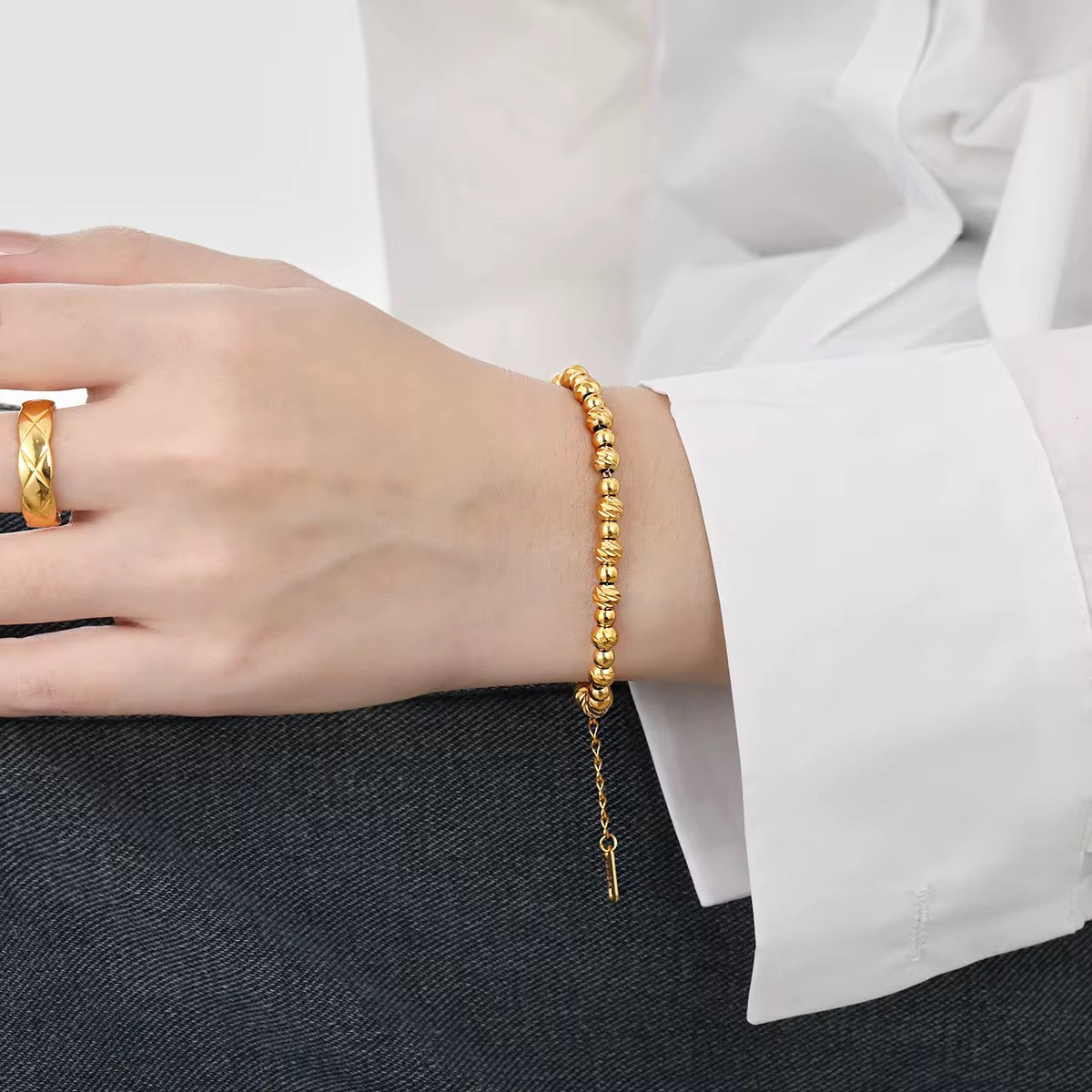 Rehma Beaded Bracelet Gold & Silver Unbranded